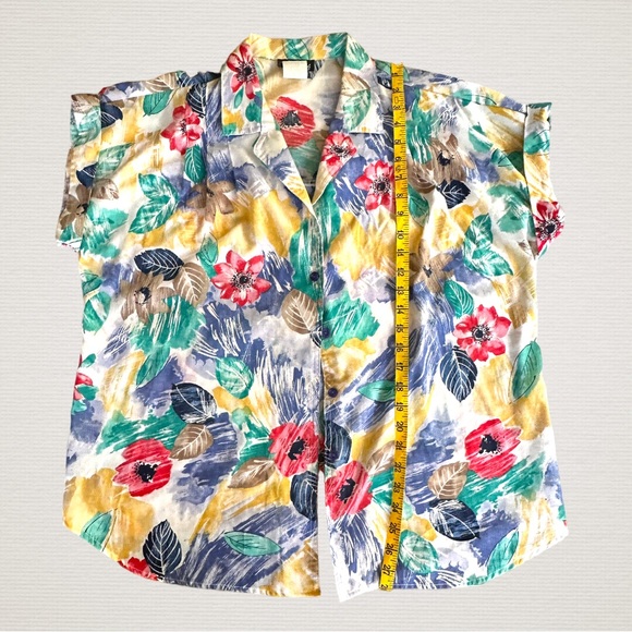 Vintage Caliché Tropical Print Shirt, Cuffed Sleeve, Made in USA - Picture 8 of 10